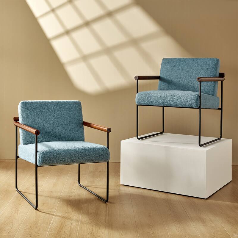 Justo Modern Accent Armchair with Metal Base and Removable Cushion Set Of 2 By HULALA HOME