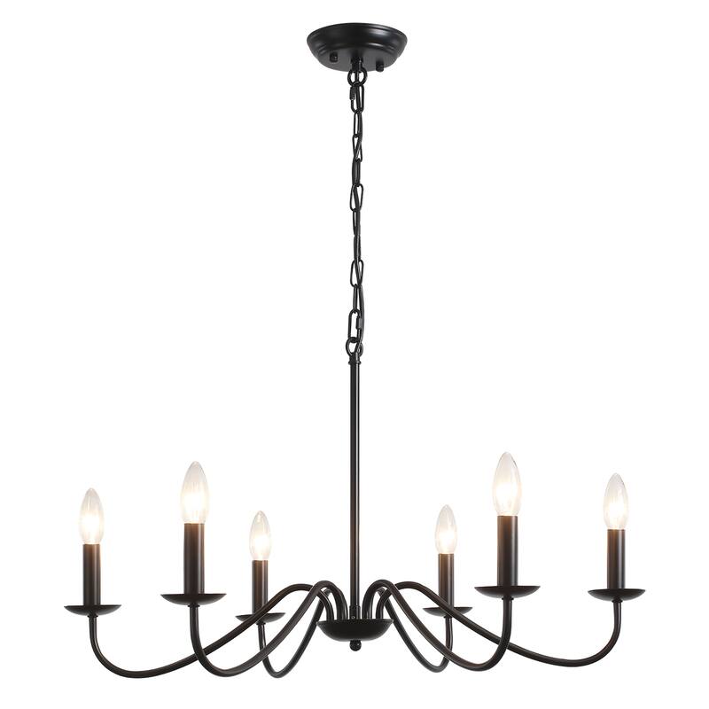 6-Light Rustic Farmhouse Simple Candle Chandelier for Bedroom, Kitchen, Living Room and Foyer