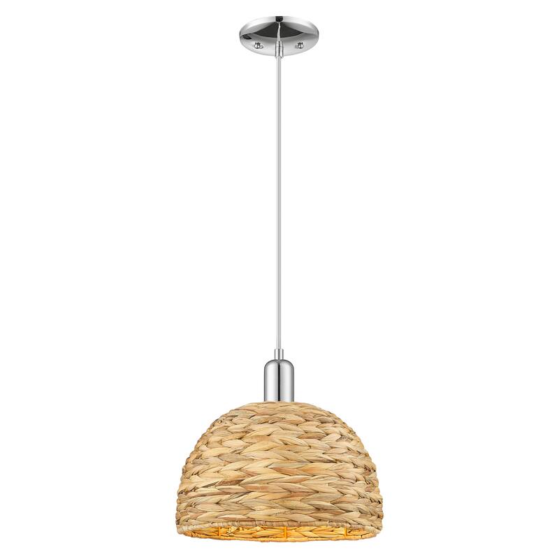 Innovations Lighting Endless Possibilities Arcadia - Woven Rattan - 1 Light 12" Cord Hung Mini Pendant - Polished Chrome