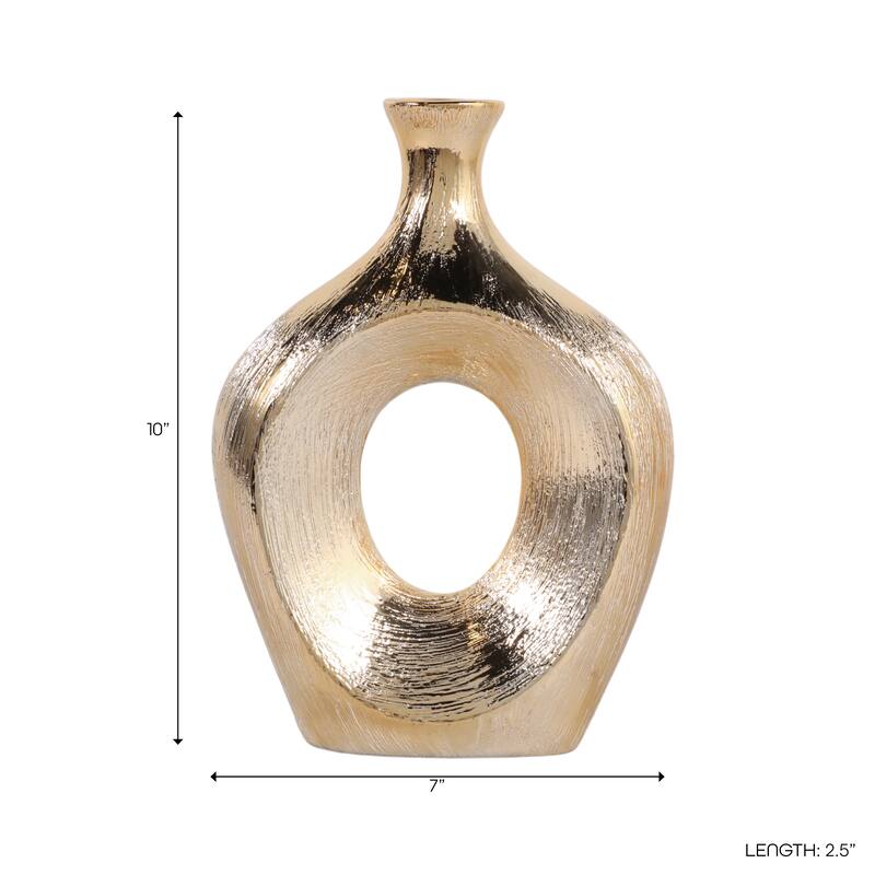 Modern Oval Ceramic Table Vase Cut-Out Design