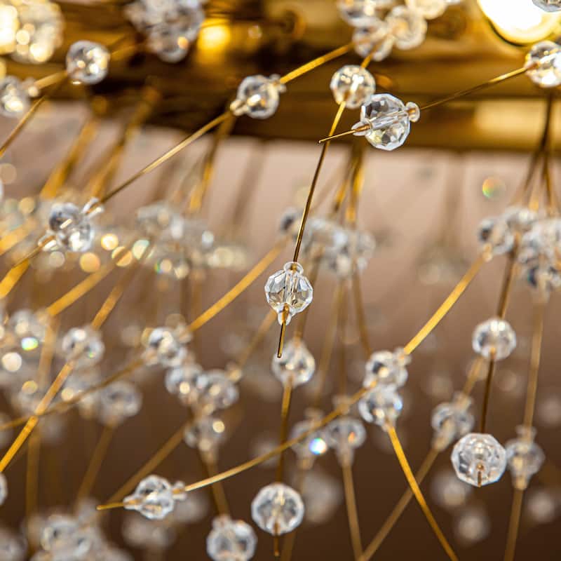 8-lights Stainless Steel Firework Crystal Chandelier In Antique Bronze For Living Room And Dining Room