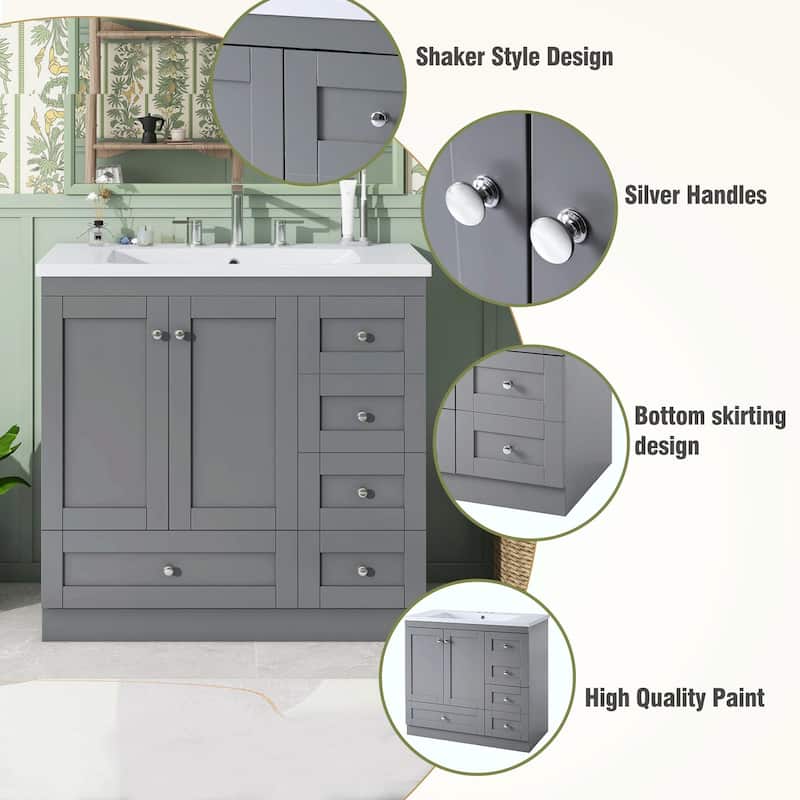 36-Inch Shaker Style Bathroom Vanity Cabinet with Sink