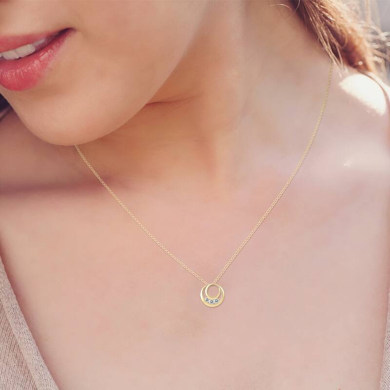 Marquee 1/2 Carat TW Three Stone Circle Pendant in 14K Yellow Gold
