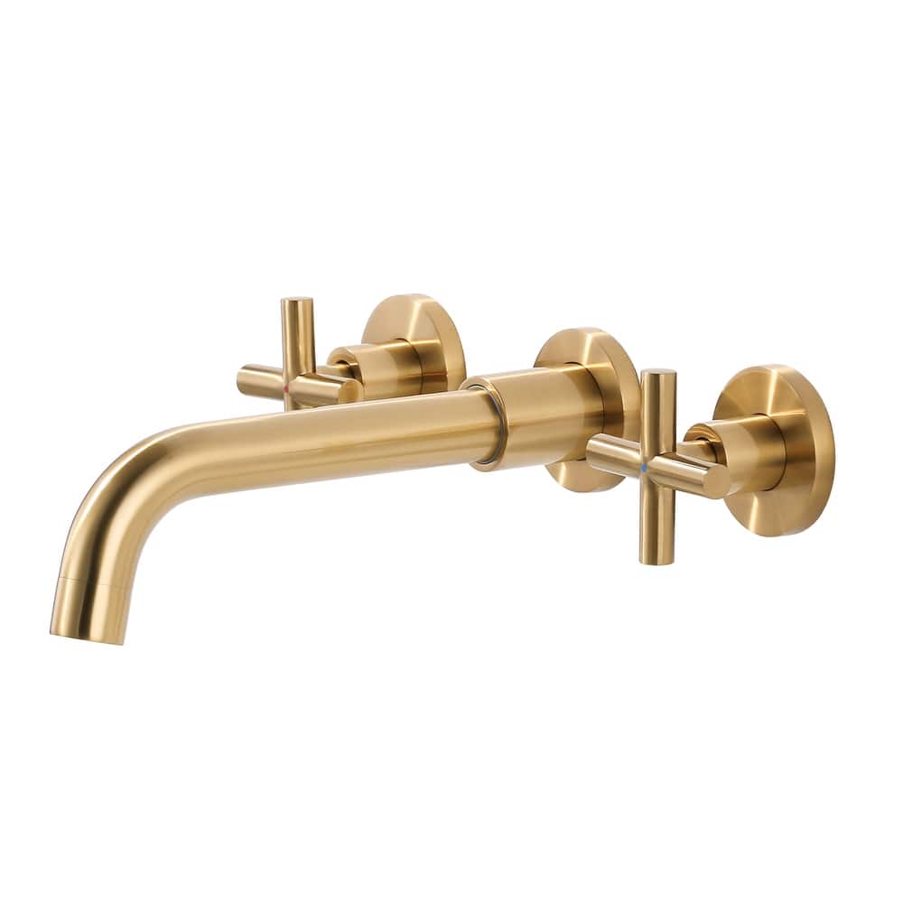 WOWOW Wall Mount Double Handle Bathroom Faucet