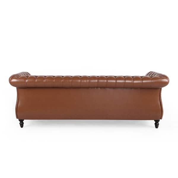 Shop Somerville Chesterfield Tufted Faux Leather Sofa With Scroll