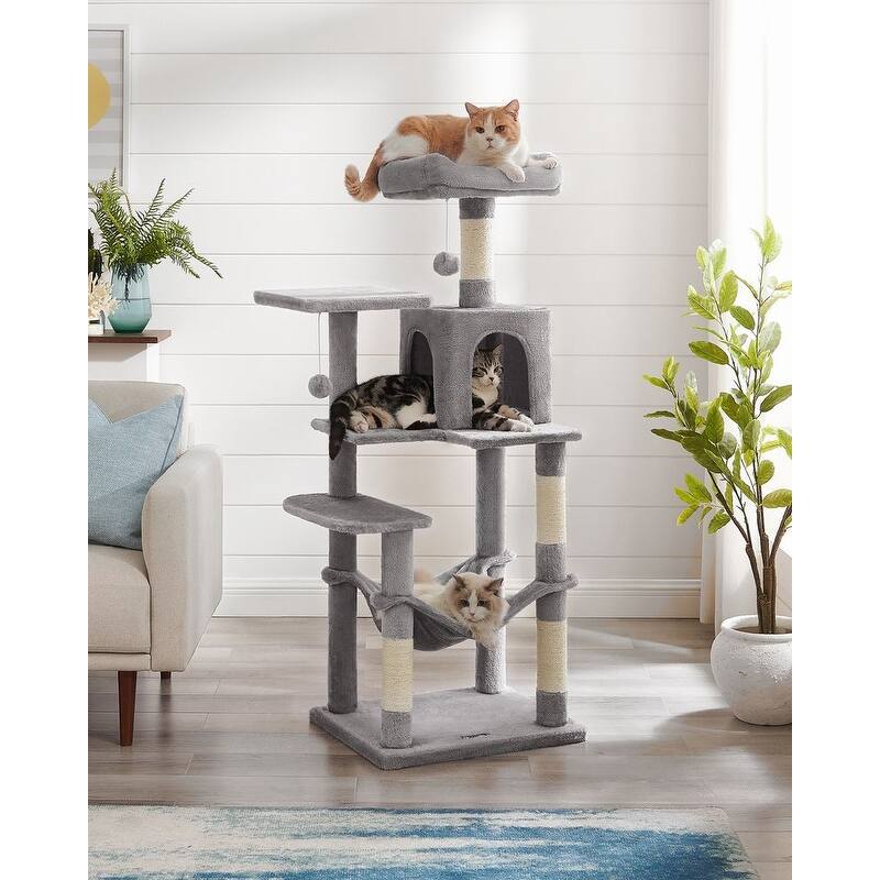 Plush Multi-Level Cat Tree with Sisal-Covered Scratching Posts and Cozy Hideouts for Indoor Cats