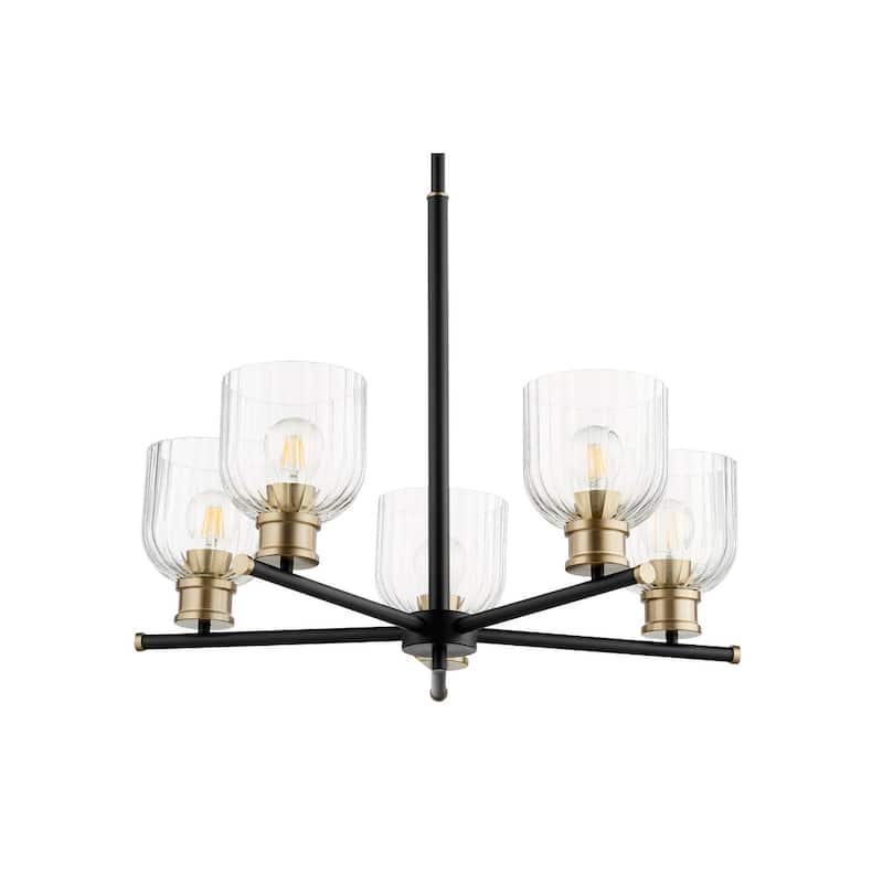 Quorum International Monarch 5 Light 26" Wide Chandelier - Noir / Aged Brass
