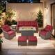 Option Brown Wicker & Red Cushion