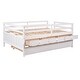 preview thumbnail 9 of 7, White Solid Pine Wood Low Loft Bed Full Size with Full Safety Fence, Ladder, Drawers - Space-Saving