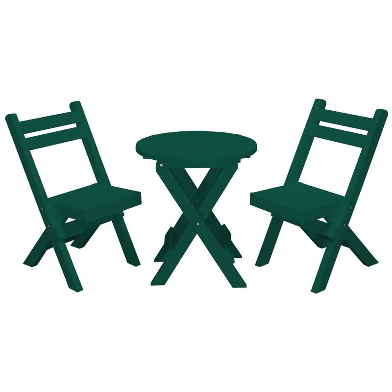 Poly Lumber Coronado Round Folding Bistro Set - Turf Green
