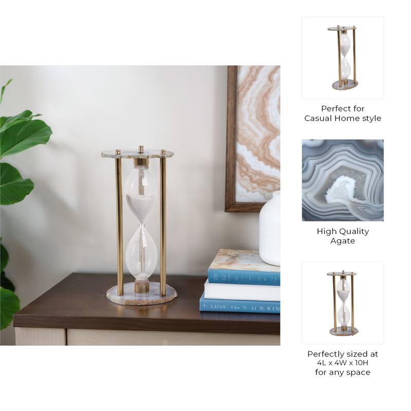 Stone Hourglass Agate Frame Modern Accent Home Office - 10" Brown - 4" x 4" x 10"