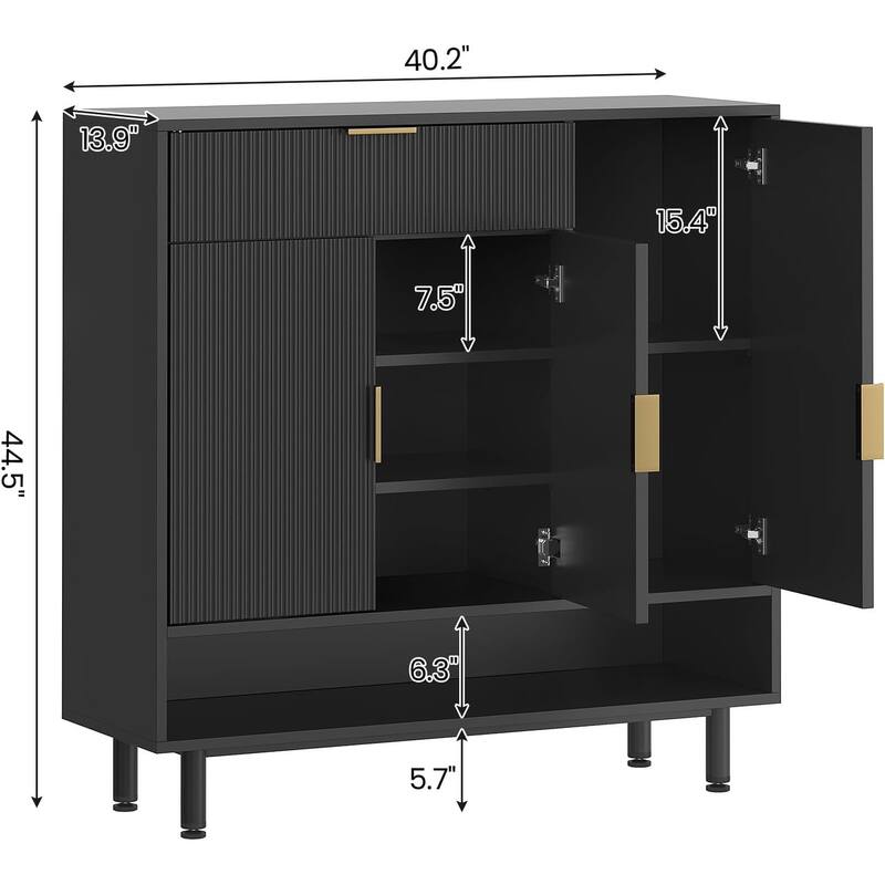 Shoe Storage Cabinet Shoe Organizer 3 Adjustable Shelves Metal Legs