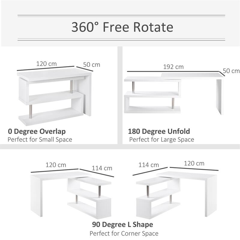 360Degree Rotating Computer Desk,L Shaped Desk,Home Office Workstation