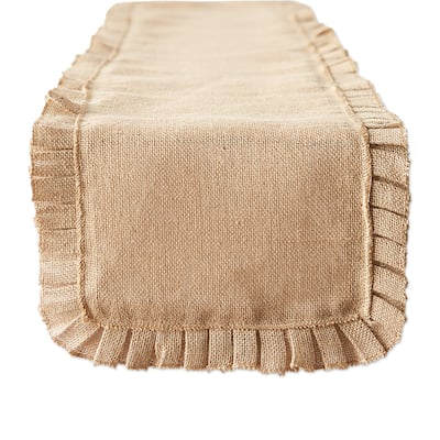 DII Natural Ruffle Trim Jute Table Runner, 14x72 inch