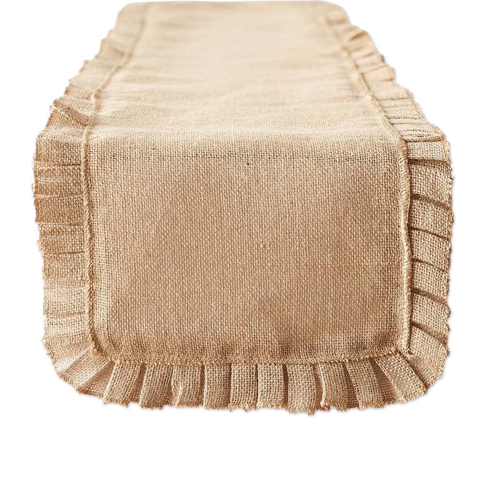 DII Natural Ruffle Trim Jute Table Runner, 14x72 inch