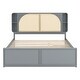 preview thumbnail 13 of 28, Wood Queen Size Platform Bed with Drawers, Trundle and Rattan Storage Headboard