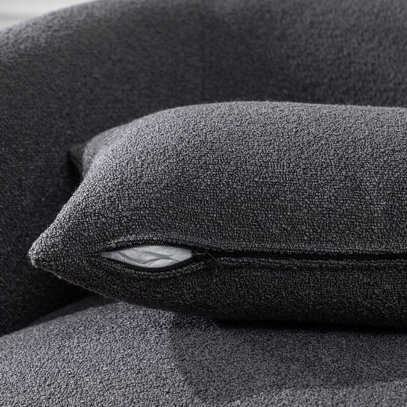 KINWELL 34" Wide Boucle Fabric Upholstered Swivel Armchair (Set of 2)