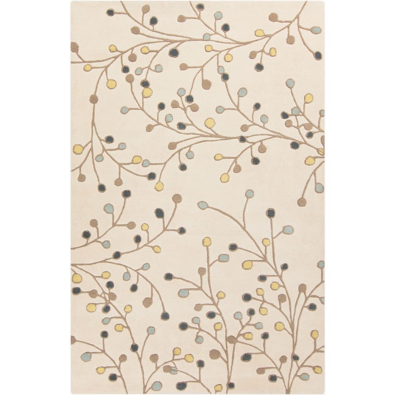 Sakura Handmade Transitional Floral Wool Area Rug - 4' x 6' - Cream - Runner/Rectangle