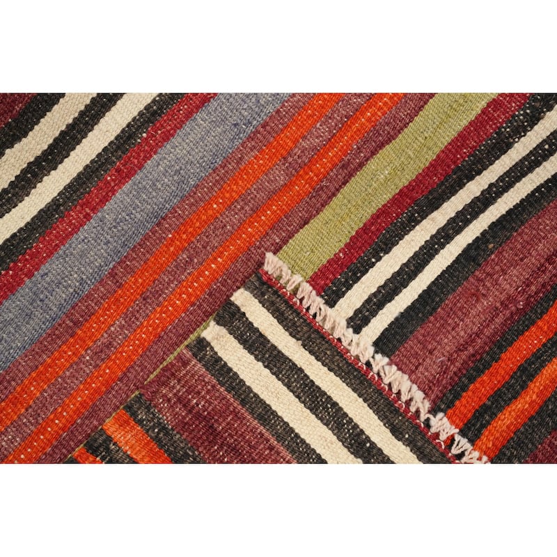 Hand Woven Oriental 100% Wool Carpet Southwestern Geometric Multi-Colored Kilim Area Rug - 9' 0'' X 5' 4''
