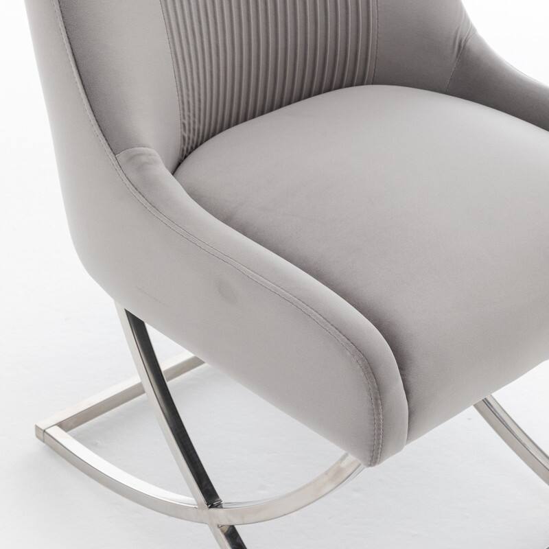 Modern Contempoary Velvet Dining Chair Set of 2 with Metal Frame Legs and Back Pull