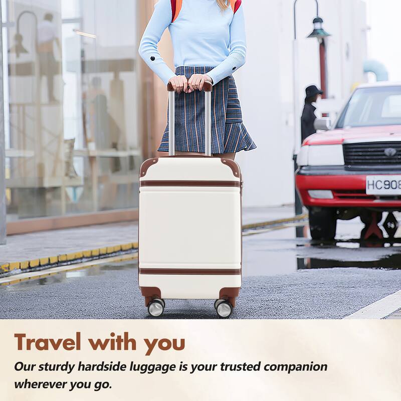 Hardshell Luggage Sets with Bags Lightweight Suitcase Double Spinner Wheels with TSA Lock ,Single Vintage Luggage 24 IN