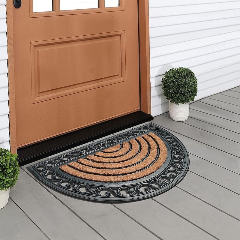 A1HC Hand-Crafted Elegant 18" x 30" Rubber Coir Door Mat