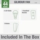 preview thumbnail 14 of 20, Casablanca 44" Gilmour Indoor / Outdoor Low Profile Ceiling Fan with LED Light Kit and Handheld Remote