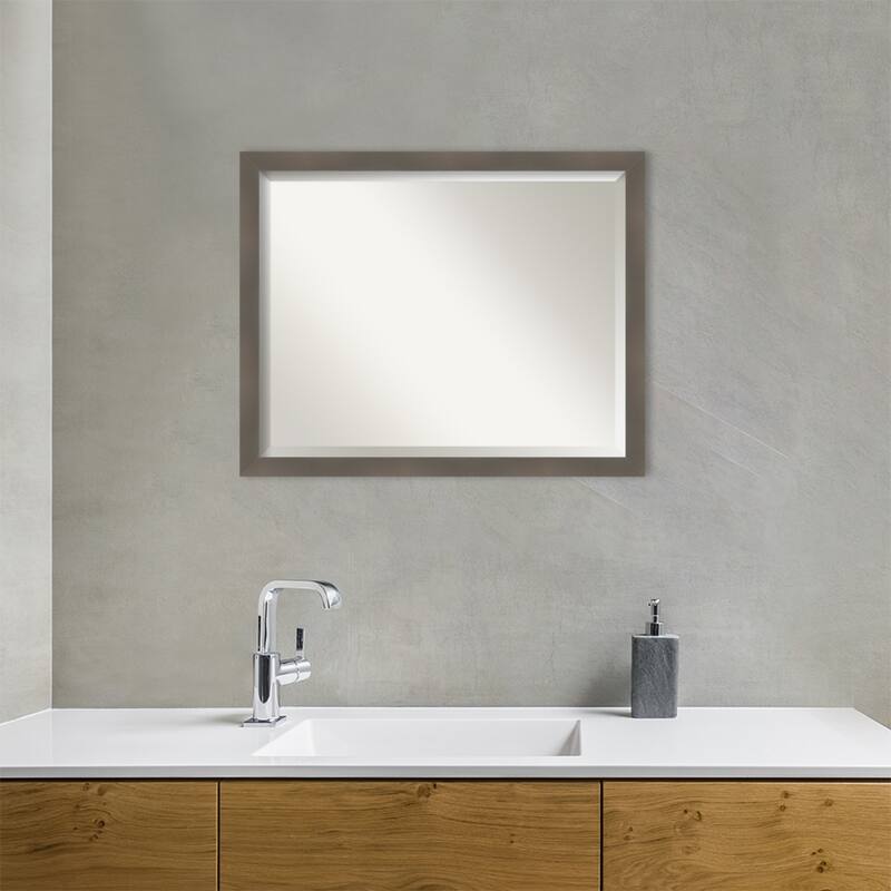 Edwin Beveled Wood Framed Bathroom Vanity Wall Mirror