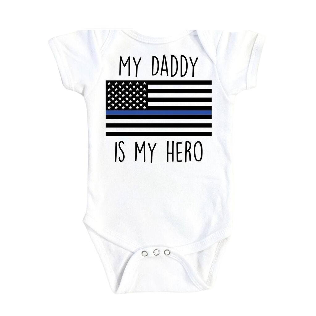 Police Officer Thin Blue Line - Baby Boy Girl Clothes Infant Bodysuit Funny Cute Newborn