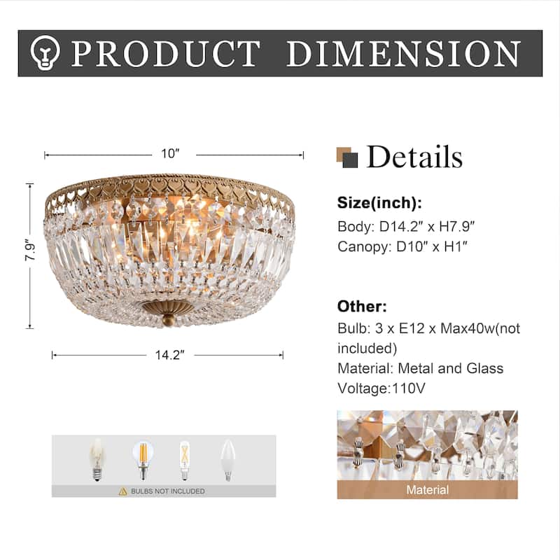 Silver Orchid 14-inch Crystal Flush Mount Chandelier