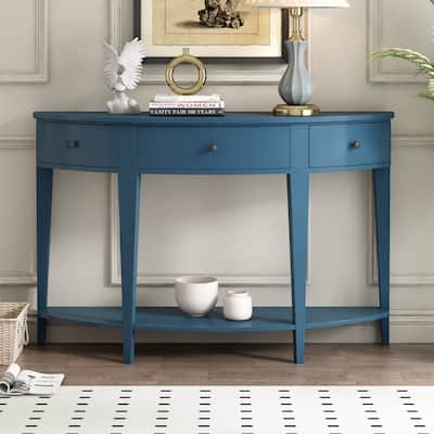Modern Curved Console Table Sofa Table with 3 drawers and 1 Shelf for Hallway, Entryway, Living Room