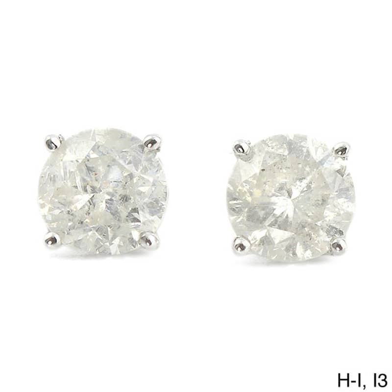 Auriya Platinum 1 1/2ctw Round Diamond Stud Earrings Clarity-enhanced - H-I, I2-I3