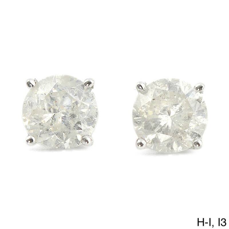 Auriya Platinum 1 1/4ctw Round Diamond Stud Earrings Clarity-enhanced (E-F, G-H, H-I or J-K, SI1-SI2, I1-I2 or I2-I3) - H-I, I2-I3