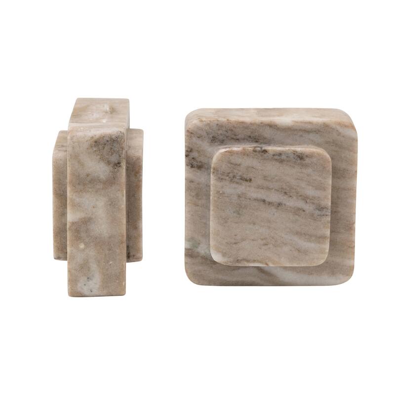 Marble Bookends, Beige, Set of 2