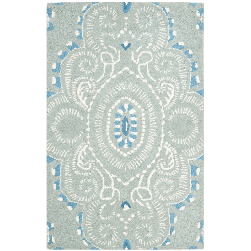 SAFAVIEH Handmade Wyndham Geanina Modern Wool Rug - 2'6" x 4' - Blue/Ivory