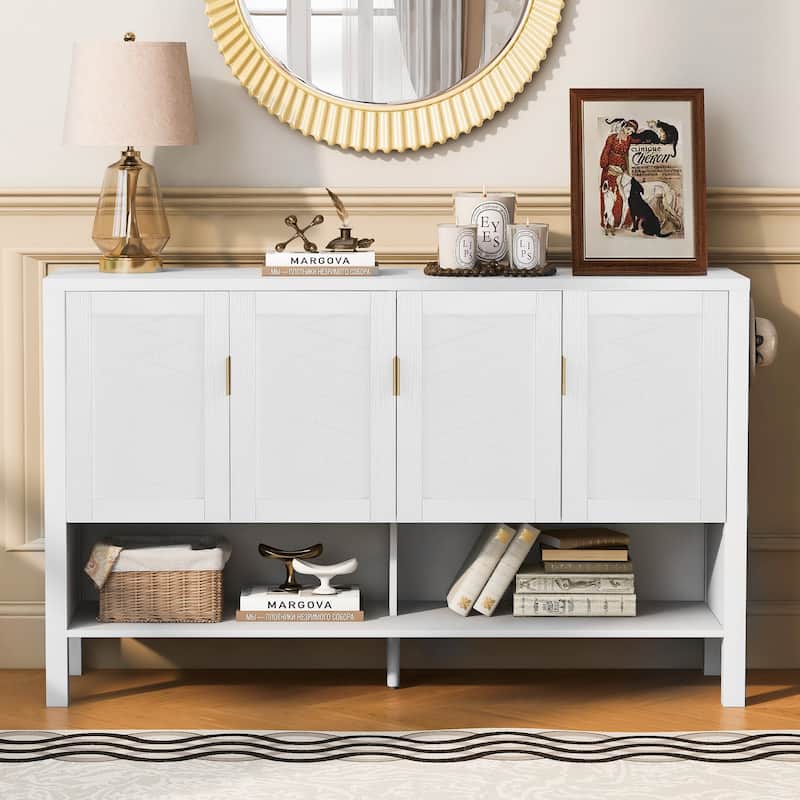 Abrail 4 Doors Storage Sideboard with Open Shelf and Adjustable Shelves