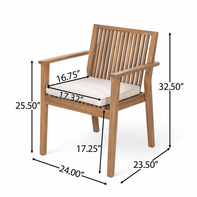 7-Piece Acacia Wood Outdoor Dining Set - 70.75" Table & 6 Chairs with Removable Cushions for Patio Garden