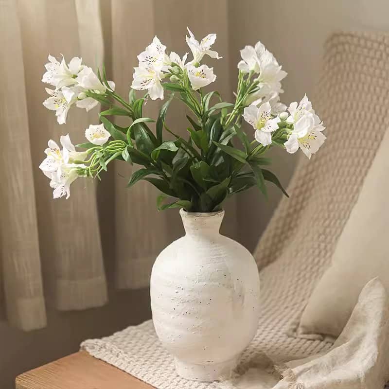 RusticReach Artificial Peruvian Lily Stem 29.5" Tall - White - [C]-Five Stems
