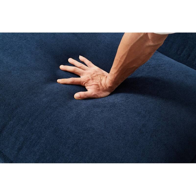 122" Corduroy Sectional Sofa with Two Movable Ottomans