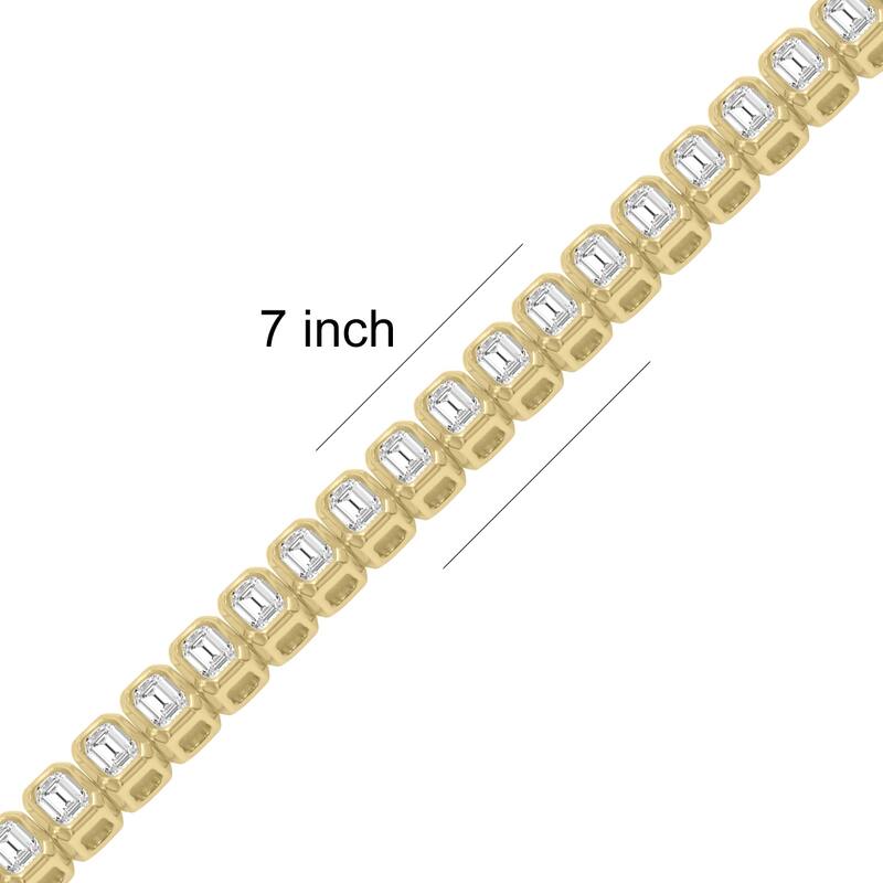 Marquee 5 Carat TW Emerald Cut Lab Grown Diamond Bezel Set Bracelet in 14K Yellow Gold