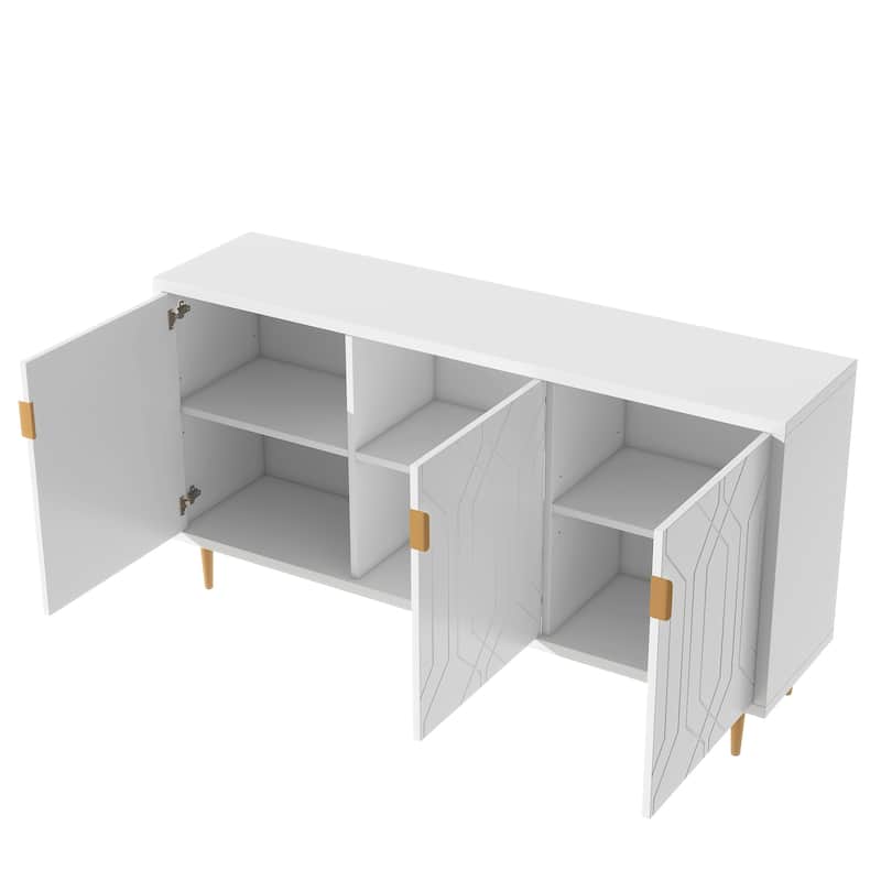 Modern TV Stand for TV up to 70 inch, Console Table with Adjustable Shelves,Storage Sideboard Cabinet for Living Room