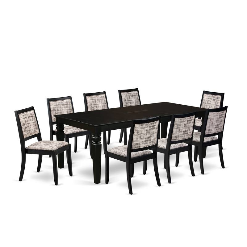 East West Furniture Dining Set Includes a Rectangular Table and Stackable Modern Chairs, Black (Pieces & Seat Type Options) - LGX29-BLK-30