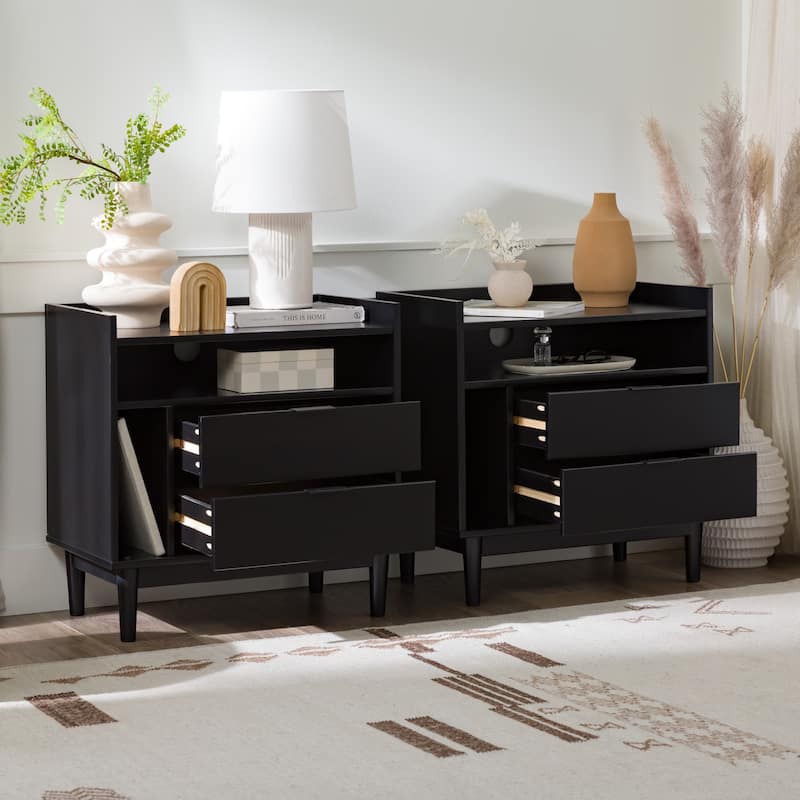 Middlebrook Modern Gallery-Top Solid Wood Nightstand (Set of 2)