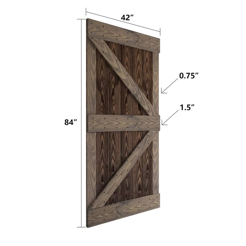 Coast Sequoia 84in. x 84in. K Series Embossing DIY Knotty Wood Double Sliding Barn Door With Hardware Kit