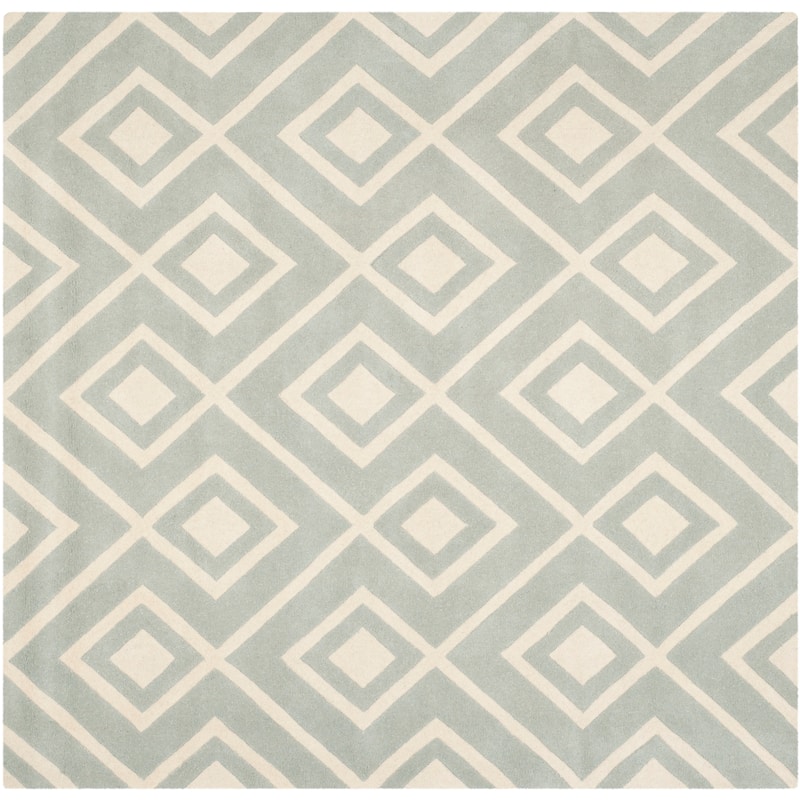 SAFAVIEH Handmade Chatham Evda Modern Moroccan Wool Rug - 7' Square - Grey/Ivory