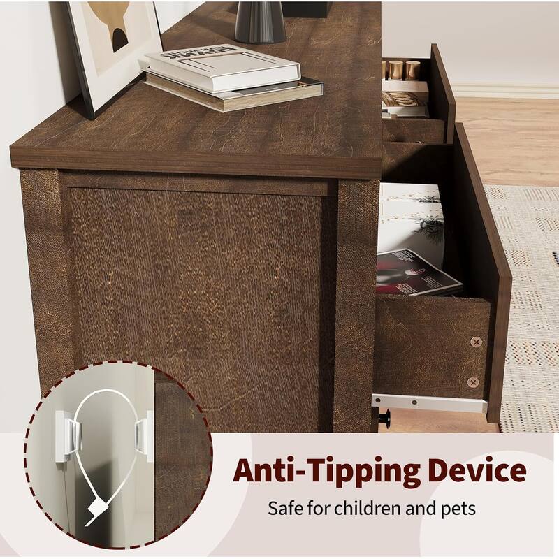 Modern Fluted 3 Drawer Dresser, Nightstand for Bedroom, Living Room, Hallway