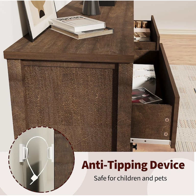 Modern Fluted 5 Drawer Dresser, Chest of Drawers for Bedroom, Living Room, Hallway