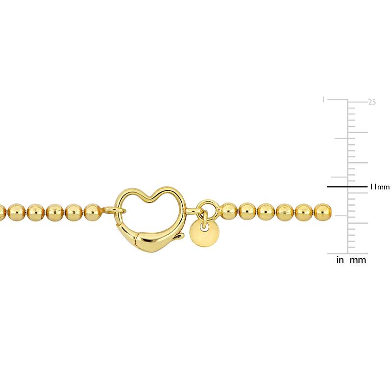Miadora Bead Bracelet with Heart Clasp in Yellow Sterling Silver