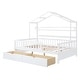 preview thumbnail 60 of 76, Wood House Bed Frame, Wooden Platform Daybed with Storage Shelf, for Teens Boys Girls Bedroom Dorm