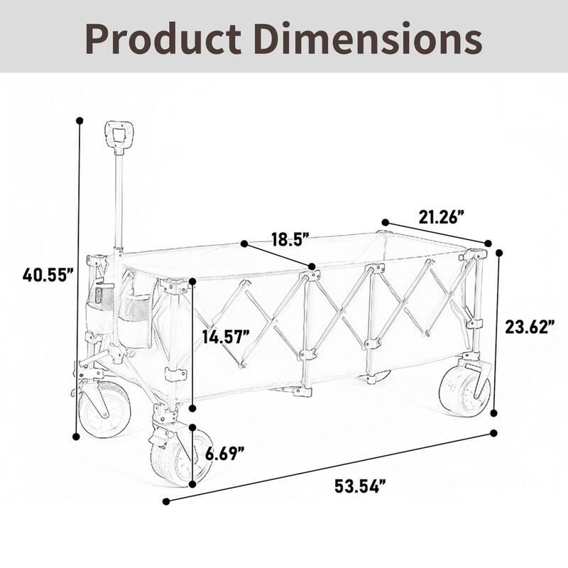 Foldable Wagon with All-Terrain Wheels & Drink Holders, 220lb Capacity